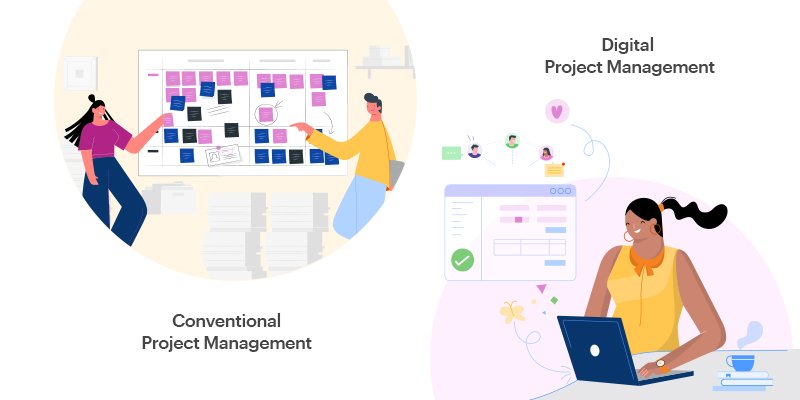 digital vs traditional project management infograph